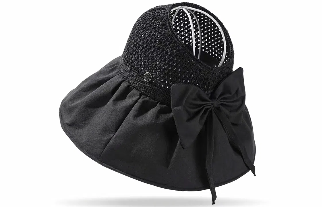 优幽兰 空顶韩版大头围显脸小沙滩帽实用防紫外线开车旅游遮阳帽小众时髦通勤高级感 聚酯纤维 防晒帽 女款