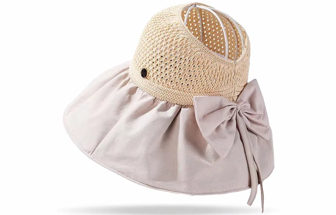 优幽兰 空顶韩版大头围显脸小沙滩帽实用防紫外线开车旅游遮阳帽小众时髦通勤高级感 聚酯纤维 防晒帽 女款