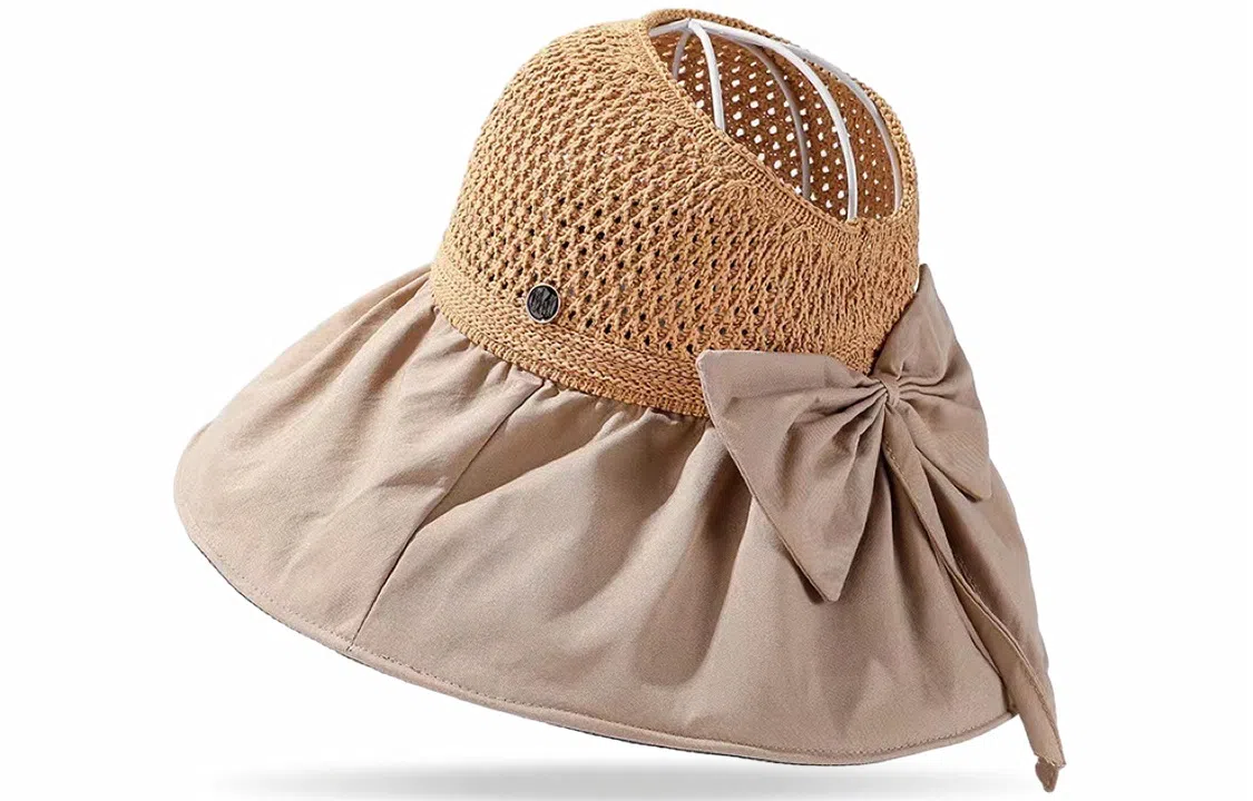 优幽兰 空顶韩版大头围显脸小沙滩帽实用防紫外线开车旅游遮阳帽小众时髦通勤高级感 聚酯纤维 防晒帽 女款