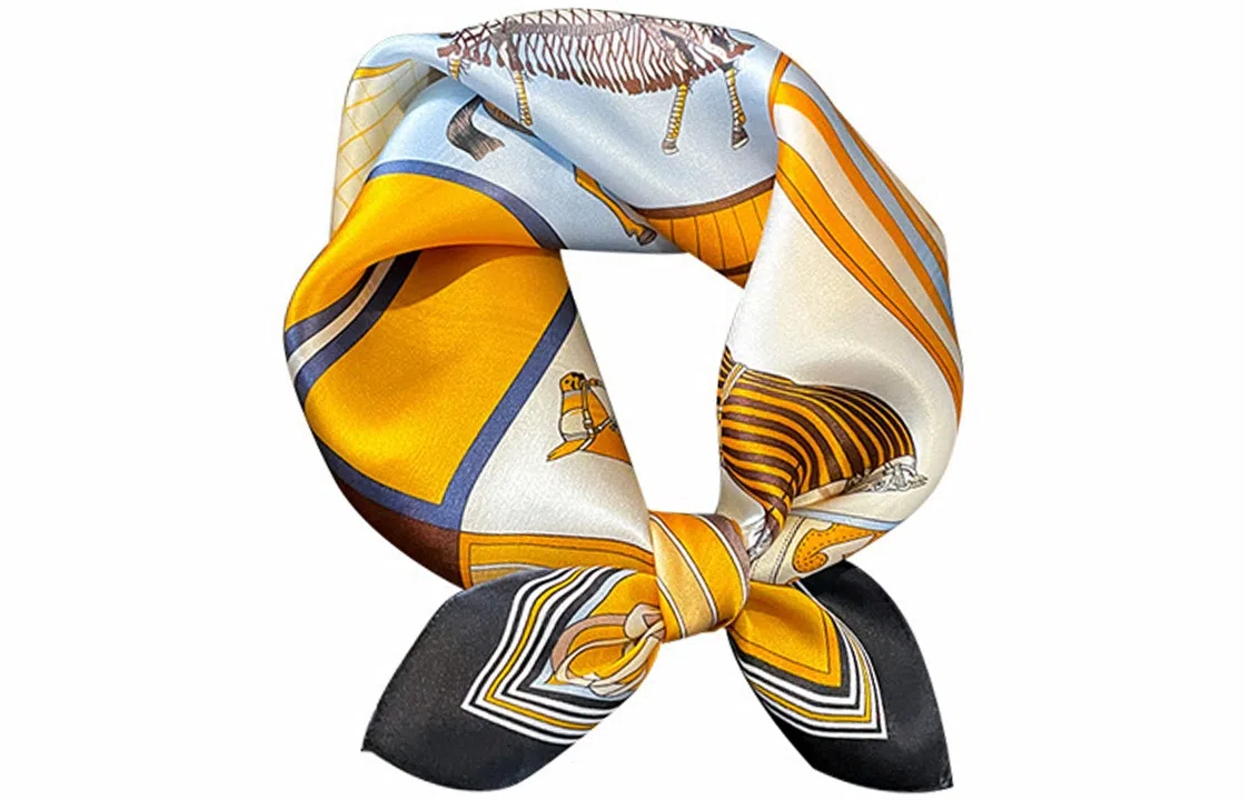 优幽兰 舒适气质优雅防晒印花橘色骏马 丝巾 女款