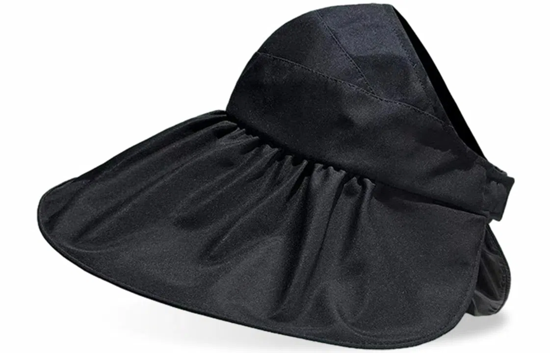 优幽兰 休闲黑胶韩版大头围显脸小旅游沙滩实用防紫外线开车骑车时髦高级感 聚酯纤维 防晒帽 女款