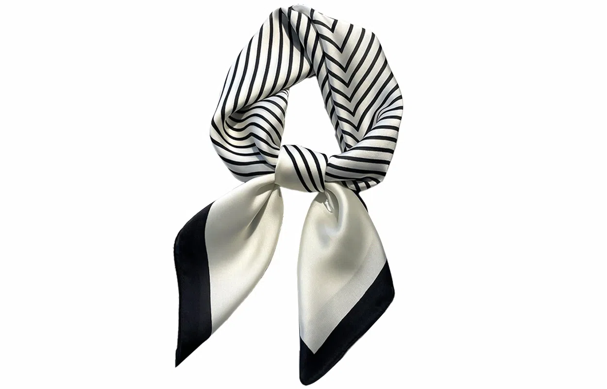 优幽兰 韩版高级感四季通用小方巾气质优雅洋气条纹通勤小领巾搭配衬衫职业装饰护颈围脖子薄围巾实用 聚酯纤维 丝巾 女款