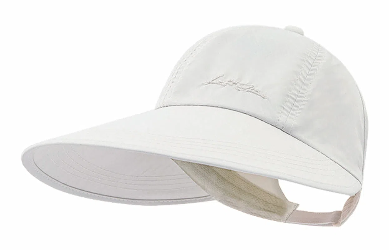 优幽兰 加大帽檐显脸小遮阳帽韩版字母刺绣纯色防紫外线太阳帽户外运动透气空顶帽可扎马尾 聚酯纤维 防晒帽 女款