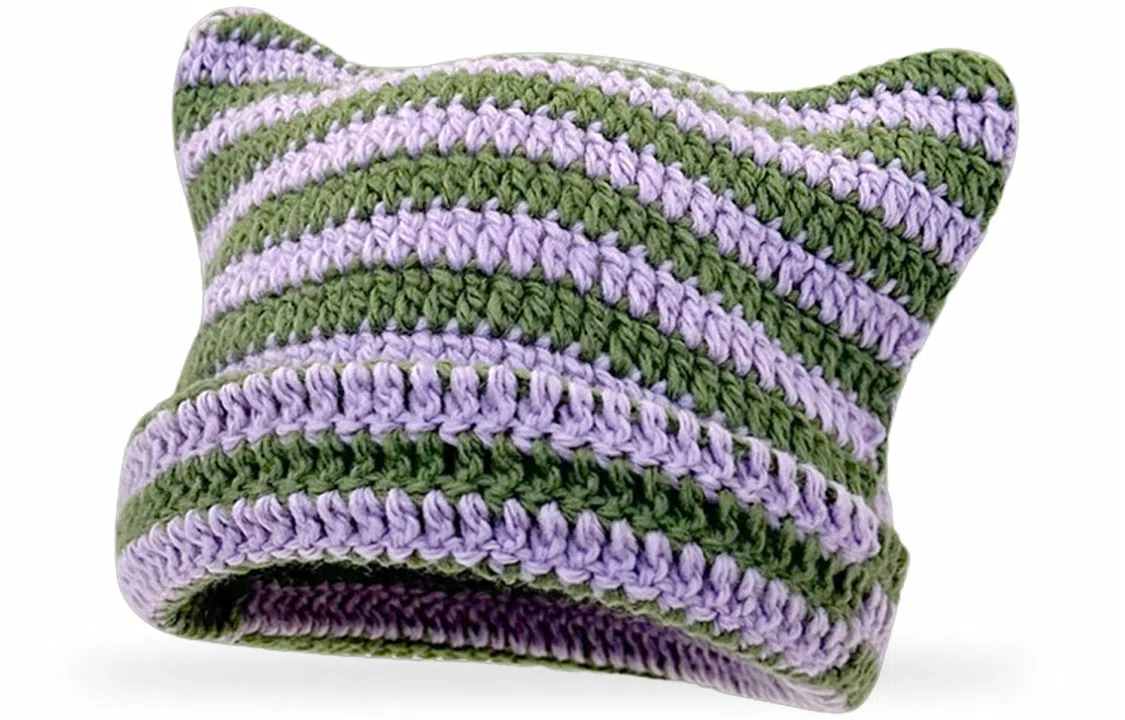 优幽兰 加厚保暖针织帽大头围条纹宽松 韩版显脸小冷帽日系护耳堆堆帽 绒线帽 男女同款情侣款