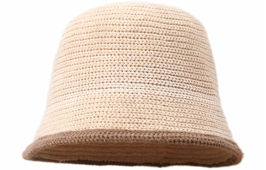 优幽兰 韩版显脸小 设计感拼色毛边防风防寒针织 韩系高级感 渔夫帽 女款