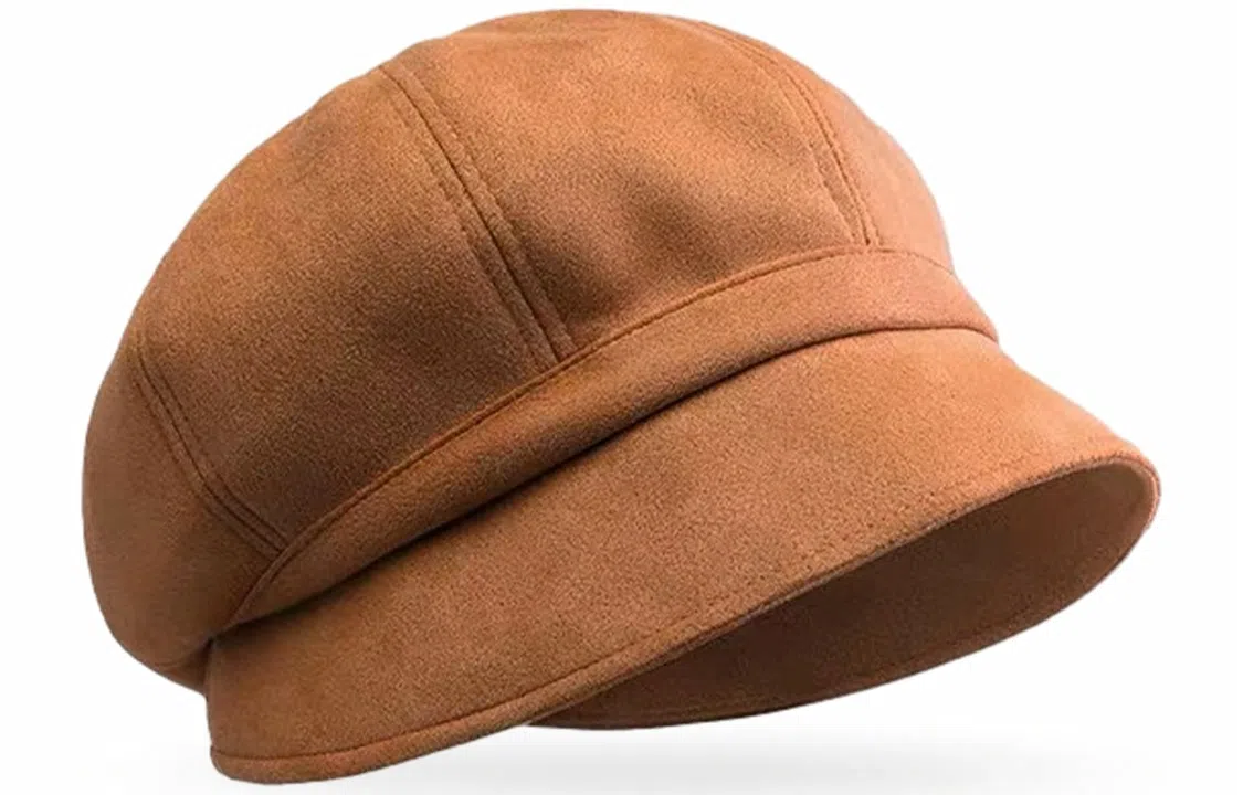 优幽兰 复古大头围显脸小学生慵懒风小众高级感 聚酯纤维 贝雷帽 女款 焦糖色/黑色