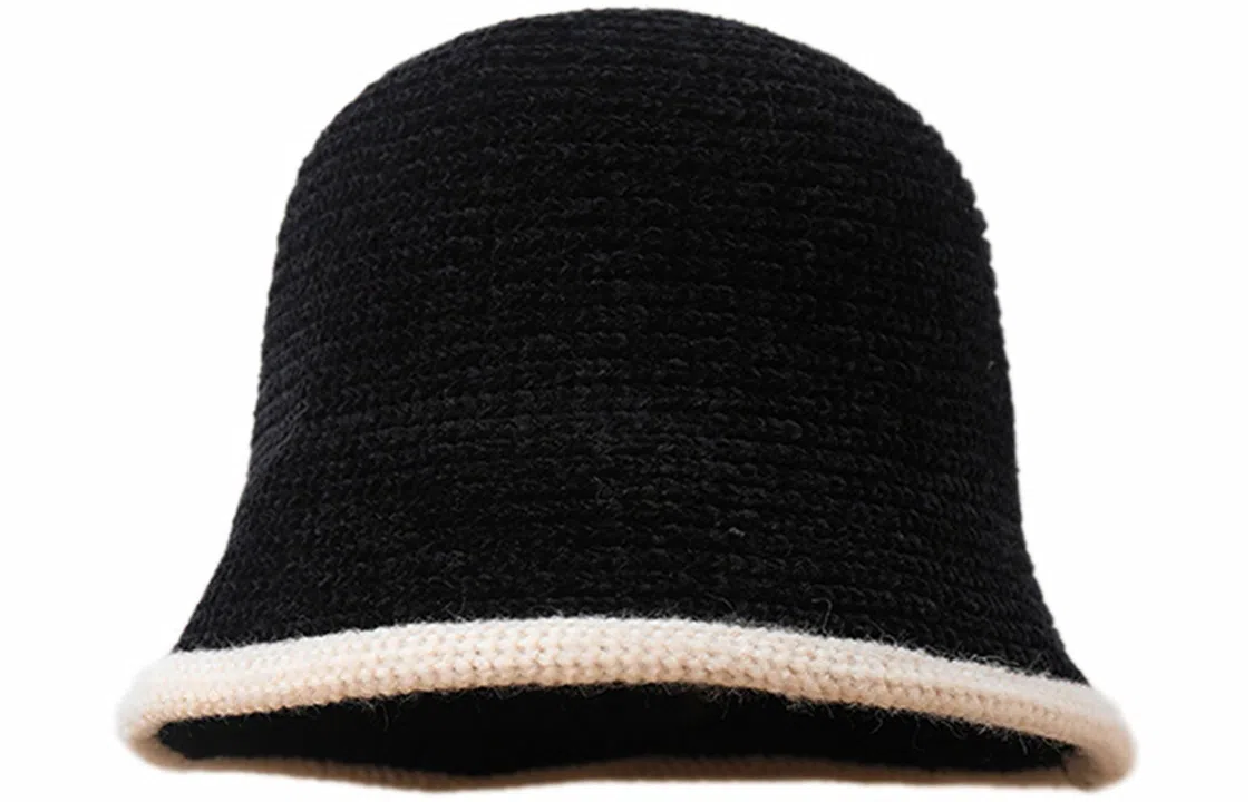 优幽兰 韩版显脸小 设计感拼色毛边防风防寒针织 韩系高级感 渔夫帽 女款