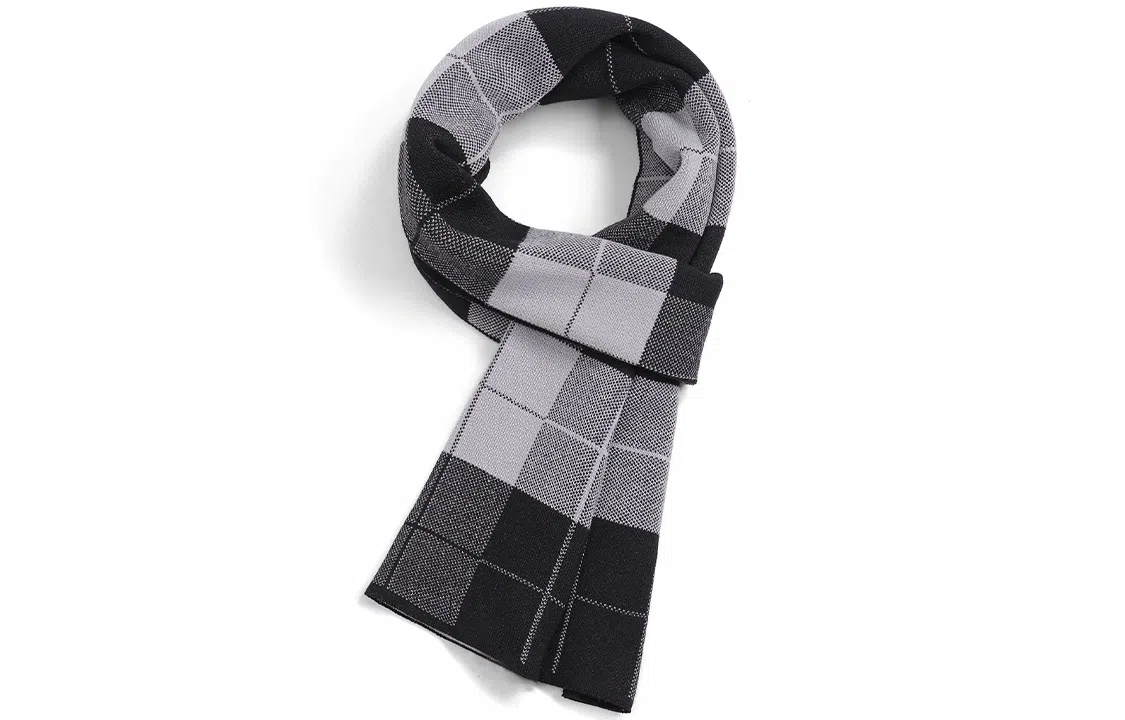 优幽兰 格子拼色显脸小针织加厚防风防寒保暖护脖小众学生 绒线围巾 男款