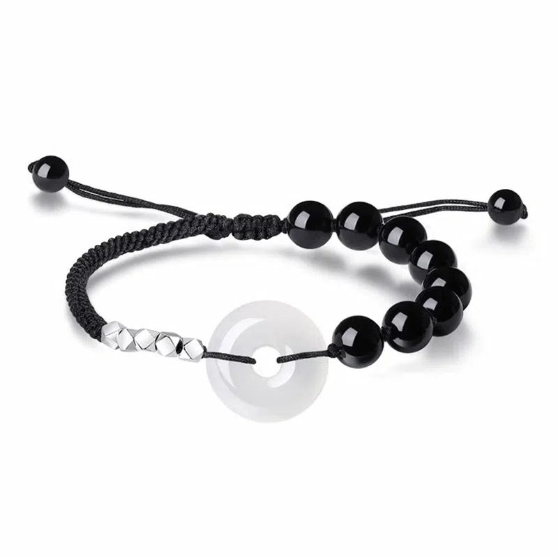 琅风 碎碎白玉扣手饰简约国风气质高级 玉髓 玉石手链 男款