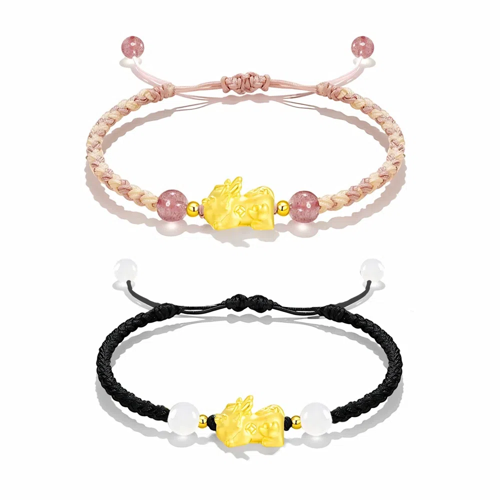 希遇 国潮招财纳福吞金兽 小众转运纳福本命年 可爱貔貅 水晶 手链 男女同款情侣款