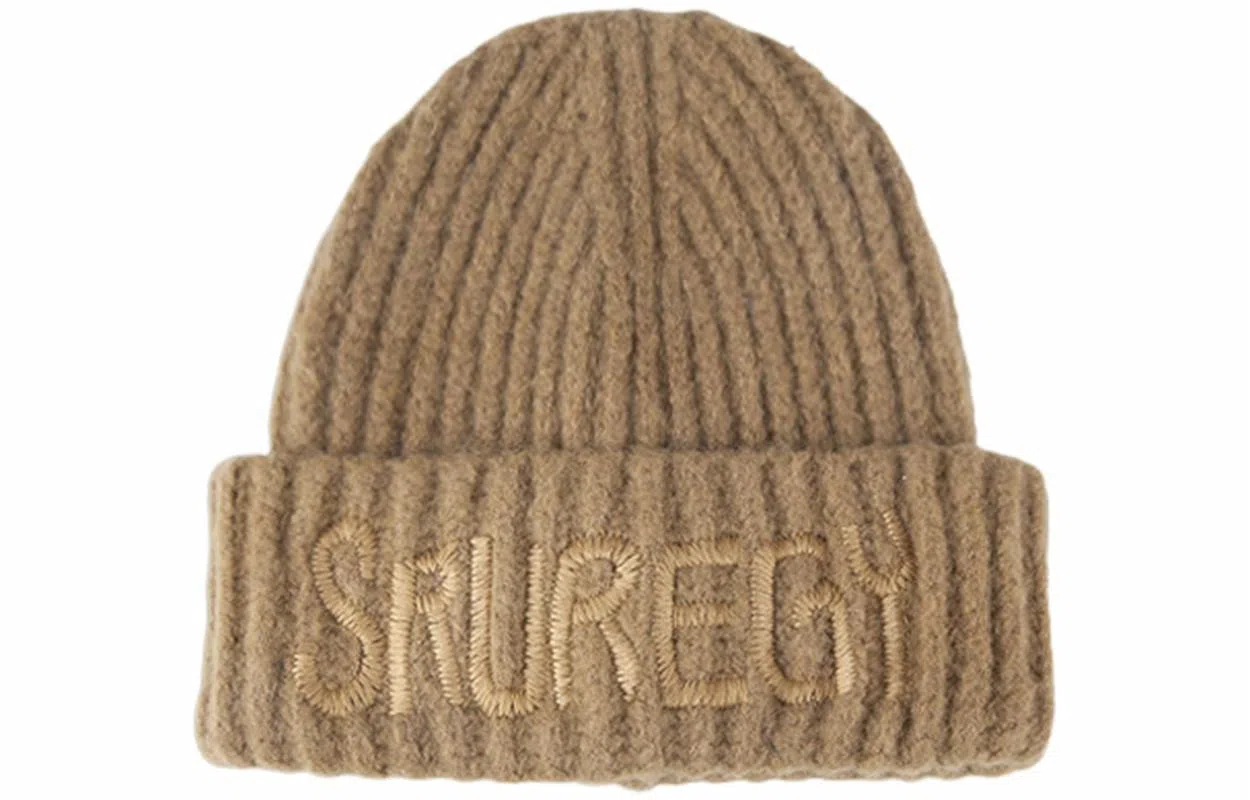 优幽兰 韩版纯色高级感字母刺绣针织时尚潮流显脸小冷秋冬季百搭加厚保暖护耳堆堆美式嘻哈 腈纶 绒线帽 女款