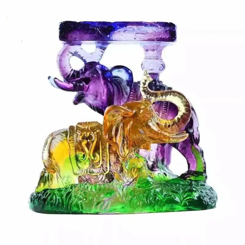 媚之吻 集雅轩宋韶光大师 吉祥物生肖属牛 太平有象 琉璃 摆件 男女同款情侣款