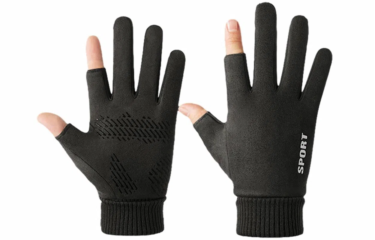 优幽兰 秋冬季摩托车学生骑车纯色棉百搭时尚防寒防冻可触屏露指加厚通勤上班实用护手保暖潮流出行 绒线手套 女款