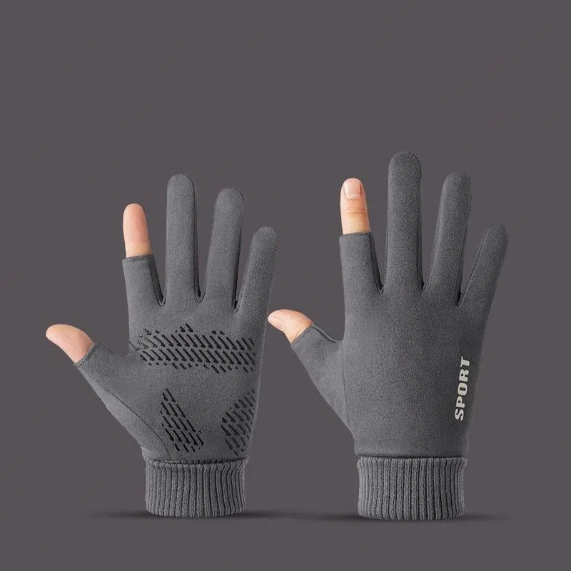 优幽兰 秋冬季摩托车学生骑车纯色棉百搭时尚防寒防冻可触屏露指加厚通勤上班实用护手保暖潮流出行 绒线手套 女款