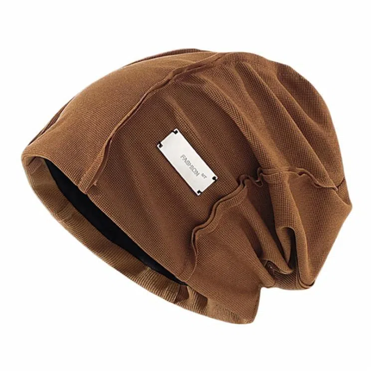 优莲茵 日系金属贴标针织 大头围显脸小时尚街头套 百搭 涤纶 堆堆帽 男女同款情侣款