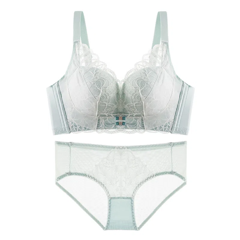欧迪芬 舒适聚拢上托纯欲蕾丝加高全包软支撑侧收防外扩无钢圈内衣裤套装 女款