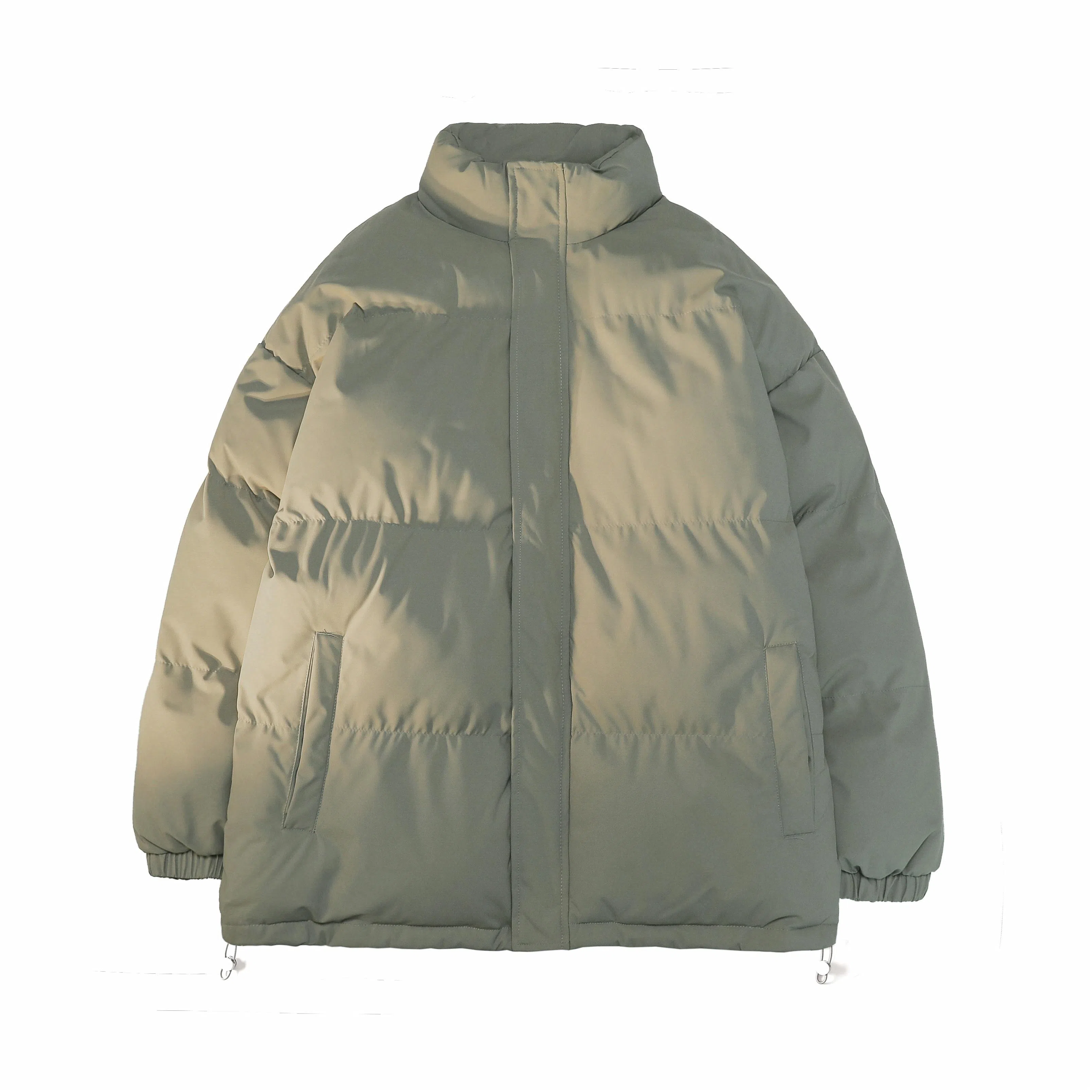 美式复古无性别主义高街简约基础款日常通勤百搭下摆抽绳可调节纯色立领宽松加厚保暖舒适棉服 男女同款