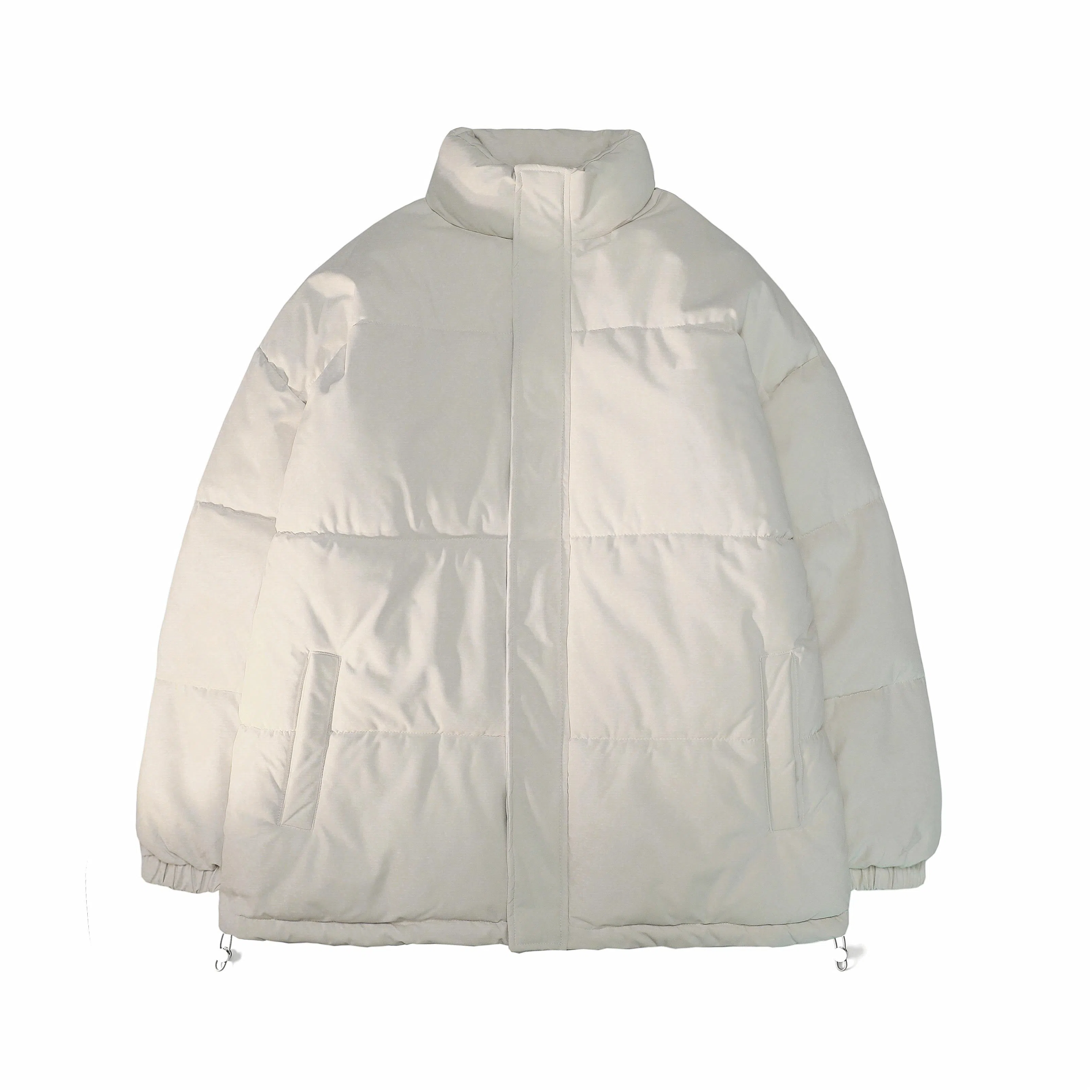 美式复古无性别主义高街简约基础款日常通勤百搭下摆抽绳可调节纯色立领宽松加厚保暖舒适棉服 男女同款