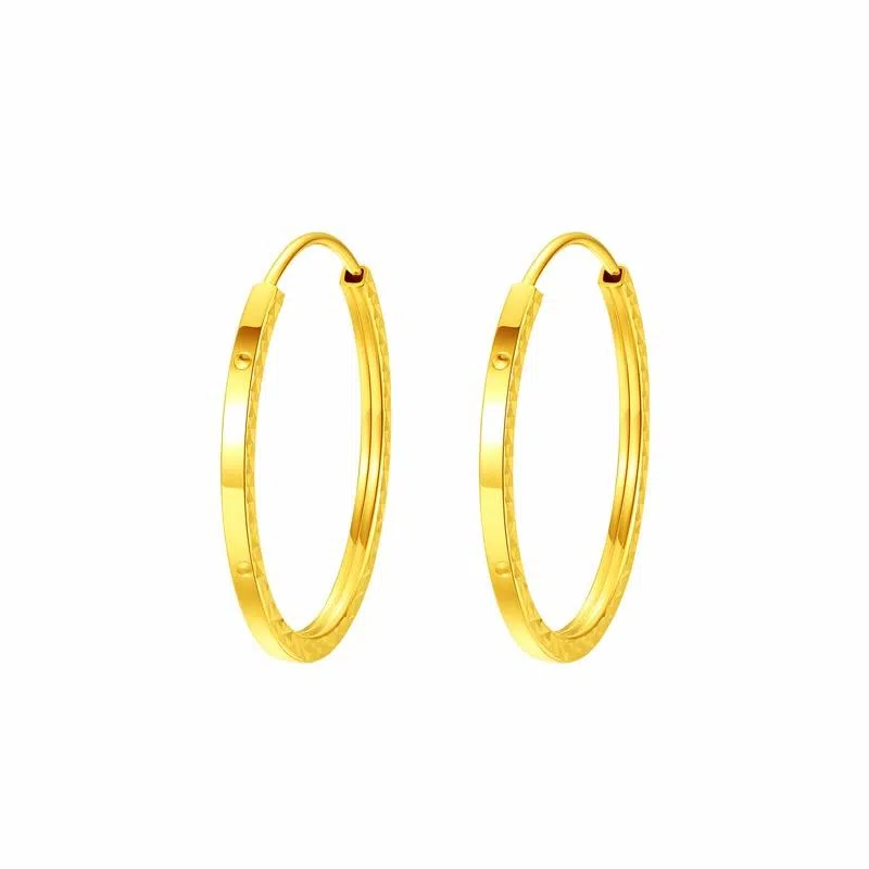 中国珠宝 大圆 犹如朝阳般温暖的光芒 展现你高雅与知性的一面 贤淑雅致 个性独特 优雅灵动 足金 按克计价 黄金耳环 女款