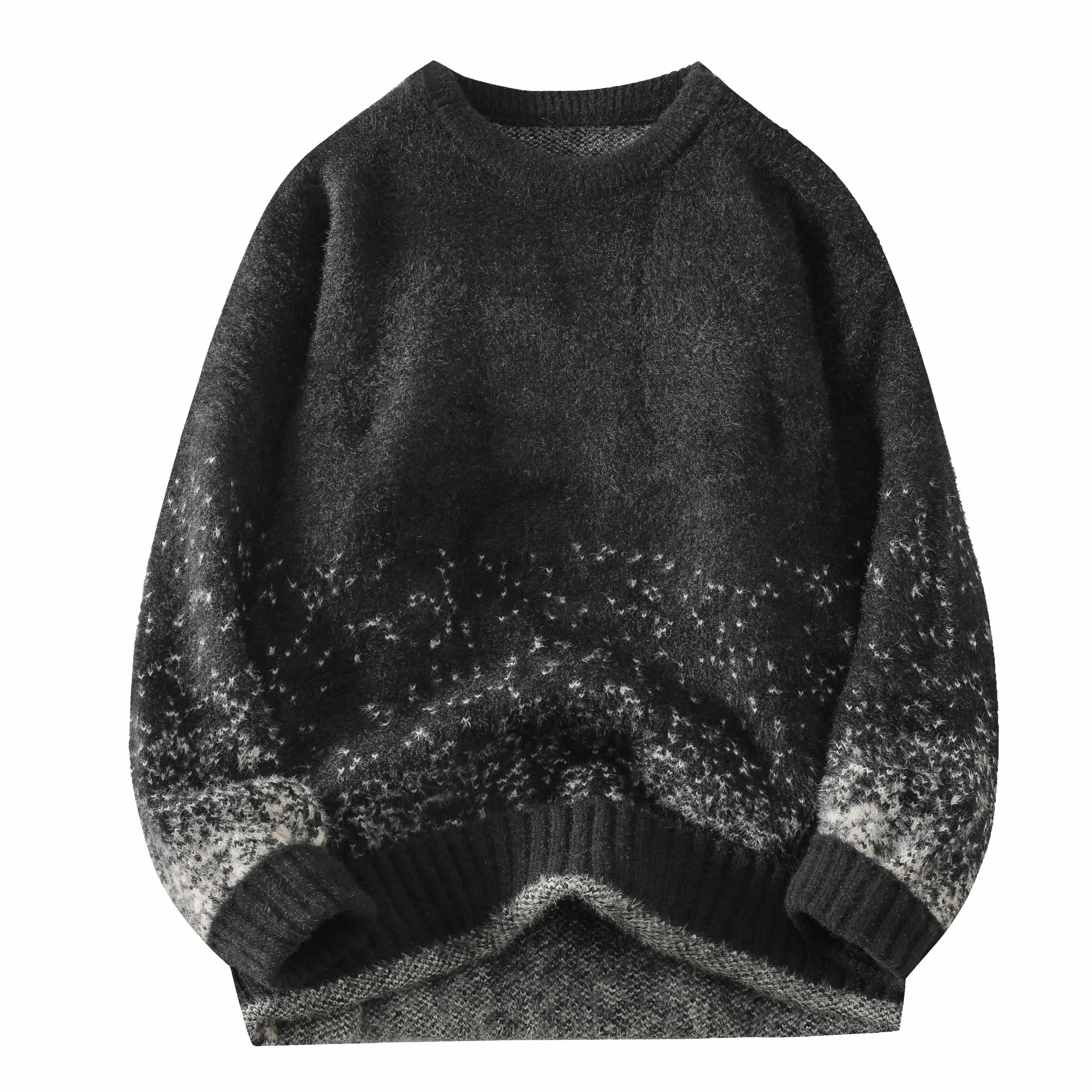 基础款渐变套头圆领保暖舒适百搭加绒宽松不扎身弹力内搭厚款长袖针织毛衣 男女同款