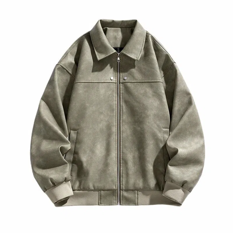 纯色翻领防风防水保暖宽松夹克外套 男女同款