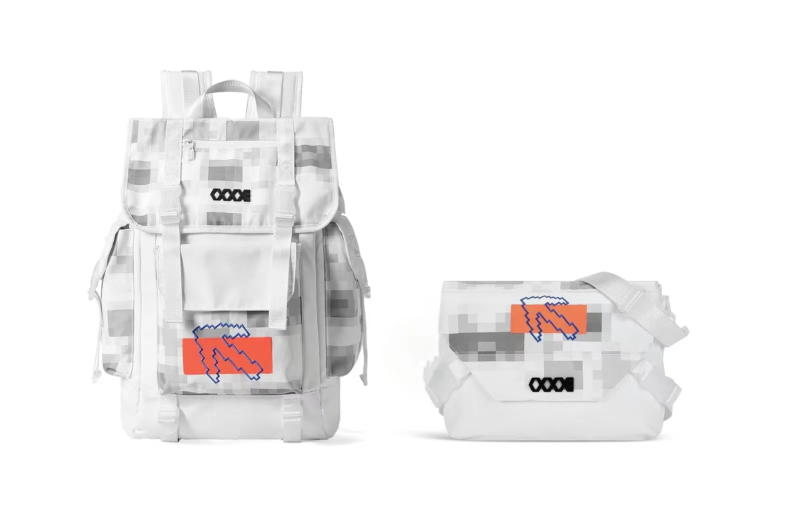 COEXISTENCE Reflective Backpack Large White Orange