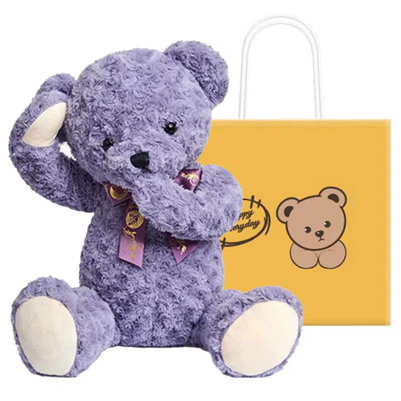 柏文熊 泰迪熊 领结害羞熊 粉色/紫色/卡其色 动物 玩偶 毛绒公仔