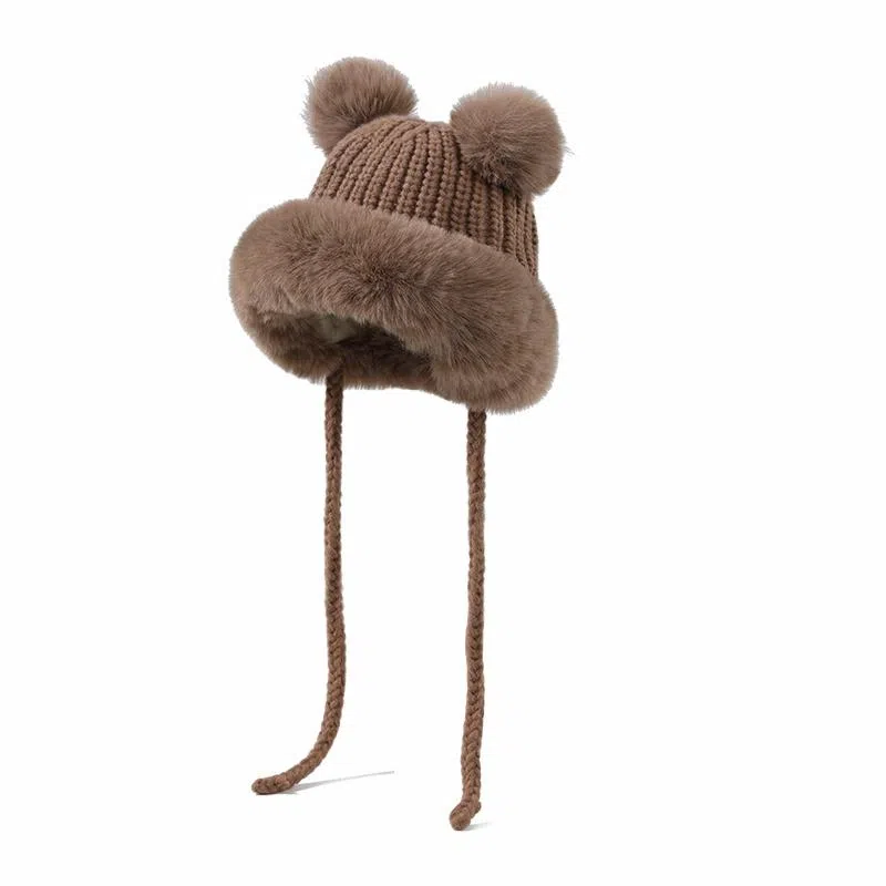 【秋冬必备】 浪莎 可爱冬季小熊保暖护耳百搭显脸小加东北哈尔滨旅游防寒神器 腈纶 帽子 女款