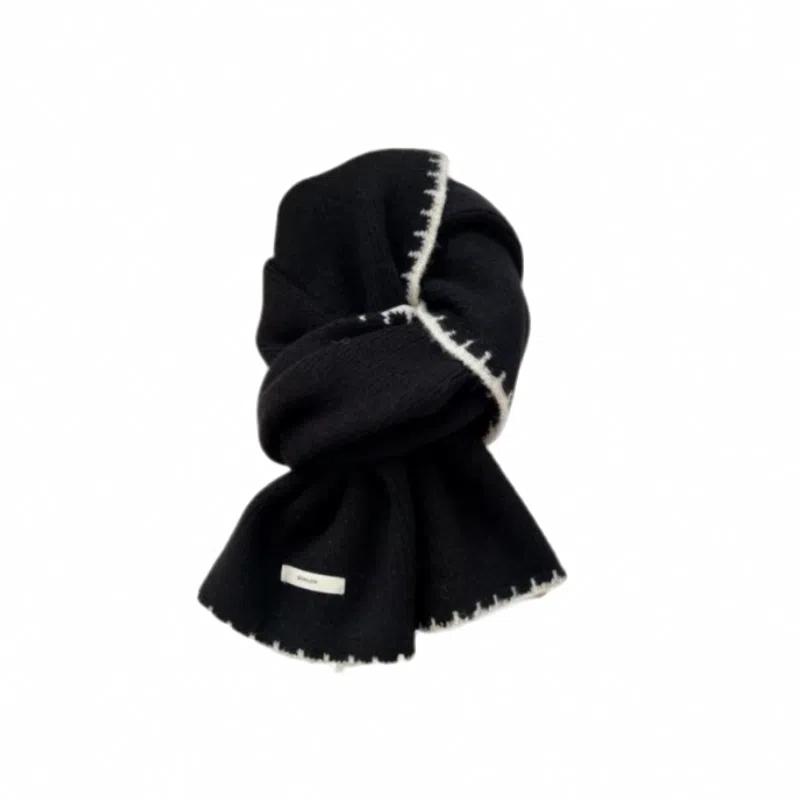 北极绒 高级感小香风锁边韩版百搭秋冬季软糯护颈围脖 绒线围巾 男女同款情侣款