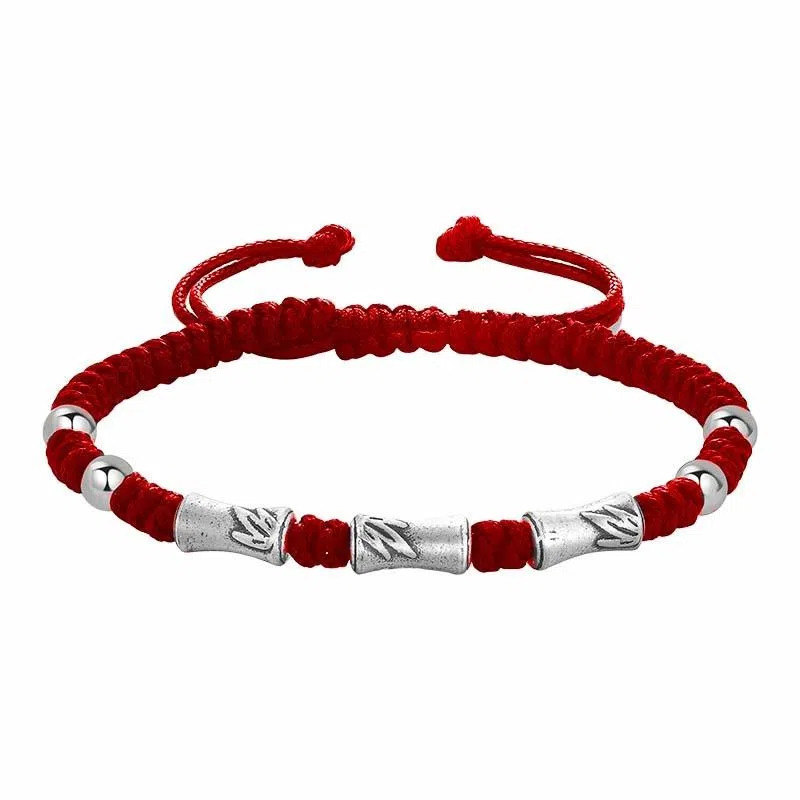 中国珠宝 三节开泰手饰 节节高升 复古国潮新中式 潮流百搭手工编织绳 小众简约轻奢大牌 单人手绳奢品 足银 手链 男款