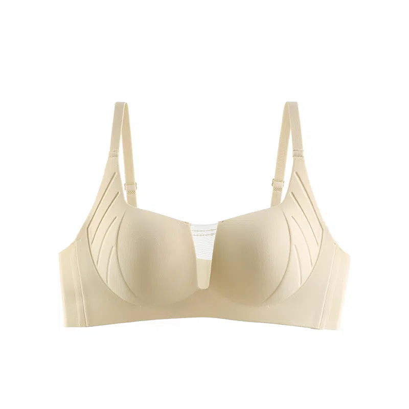 欧迪芬 舒适无痕拼接网纱无感聚拢有型上托侧收副乳防外扩无钢圈文胸 女款