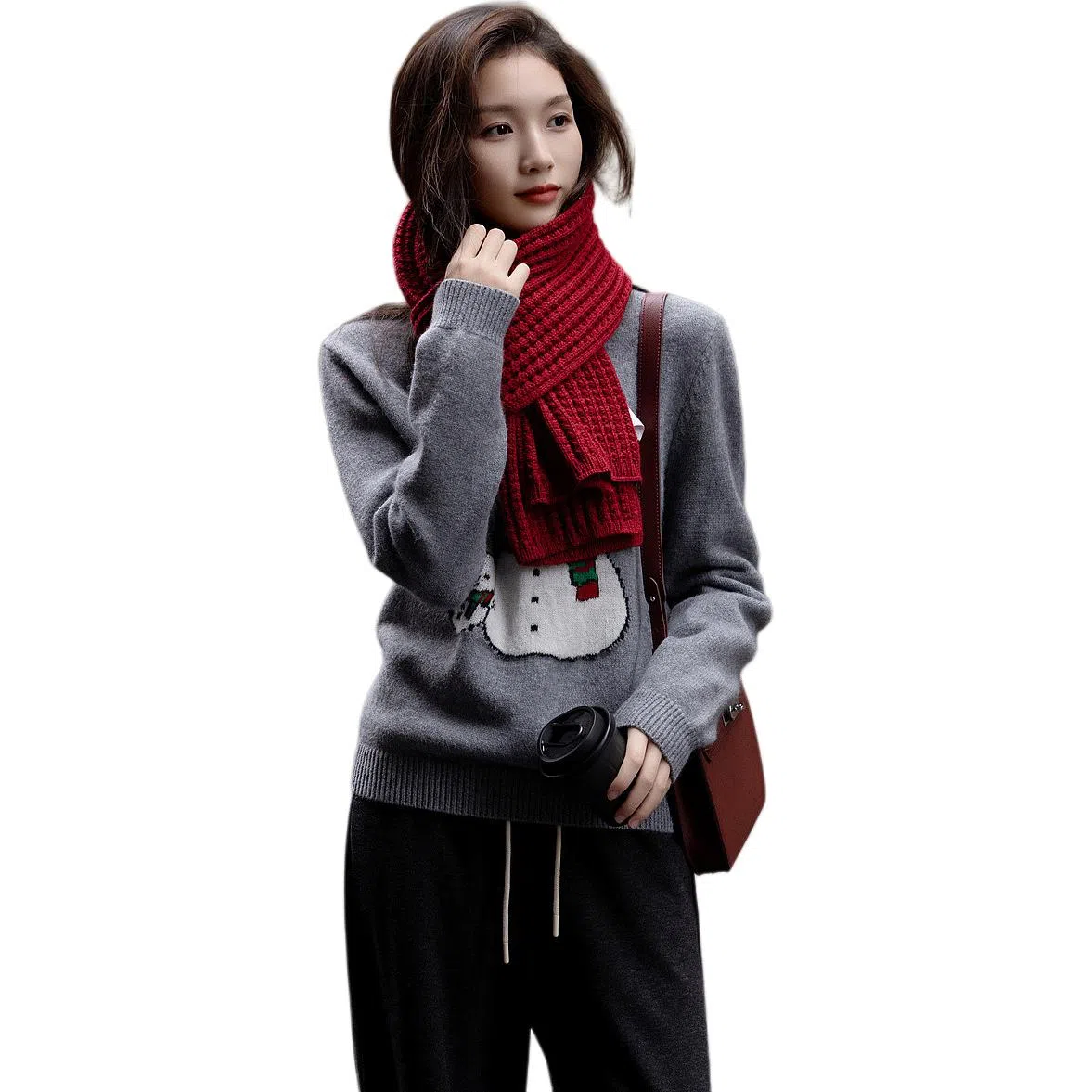 【dme】 提花休闲圆领长袖针织衫 女款