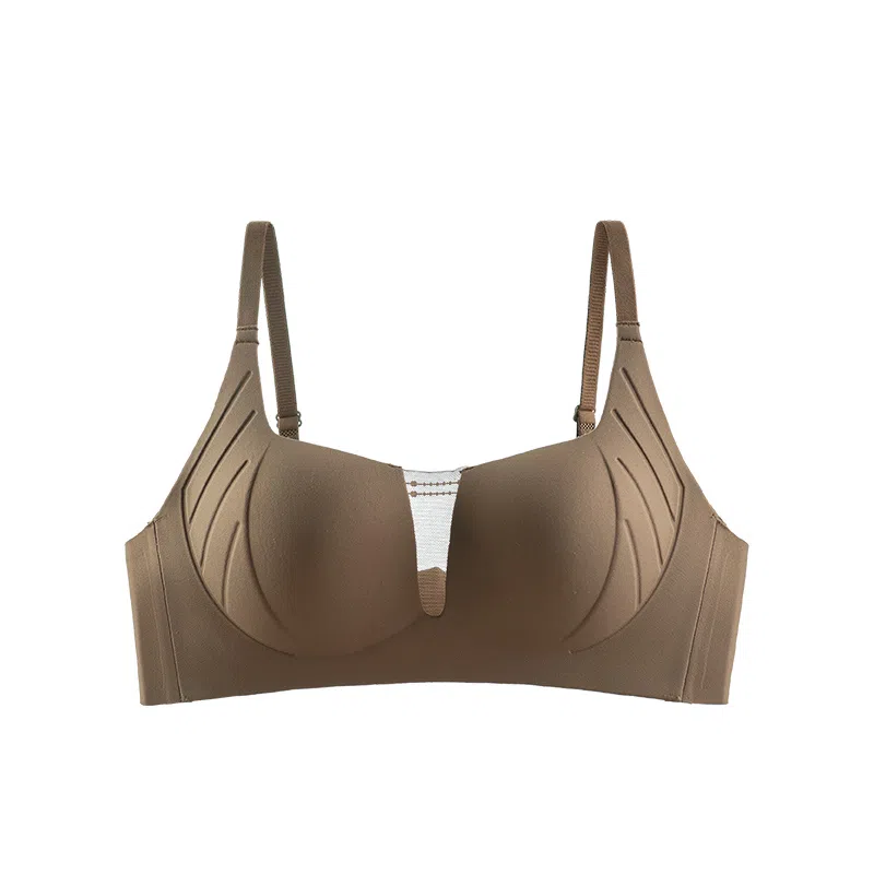 欧迪芬 舒适无痕拼接网纱无感聚拢有型上托侧收副乳防外扩无钢圈文胸 女款