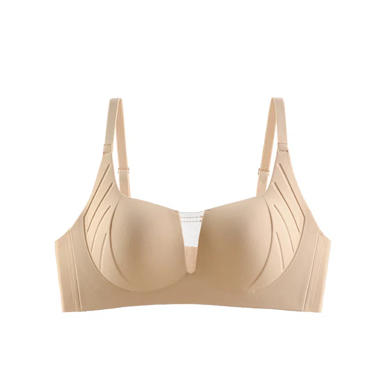 欧迪芬 舒适无痕拼接网纱无感聚拢有型上托侧收副乳防外扩无钢圈文胸 女款