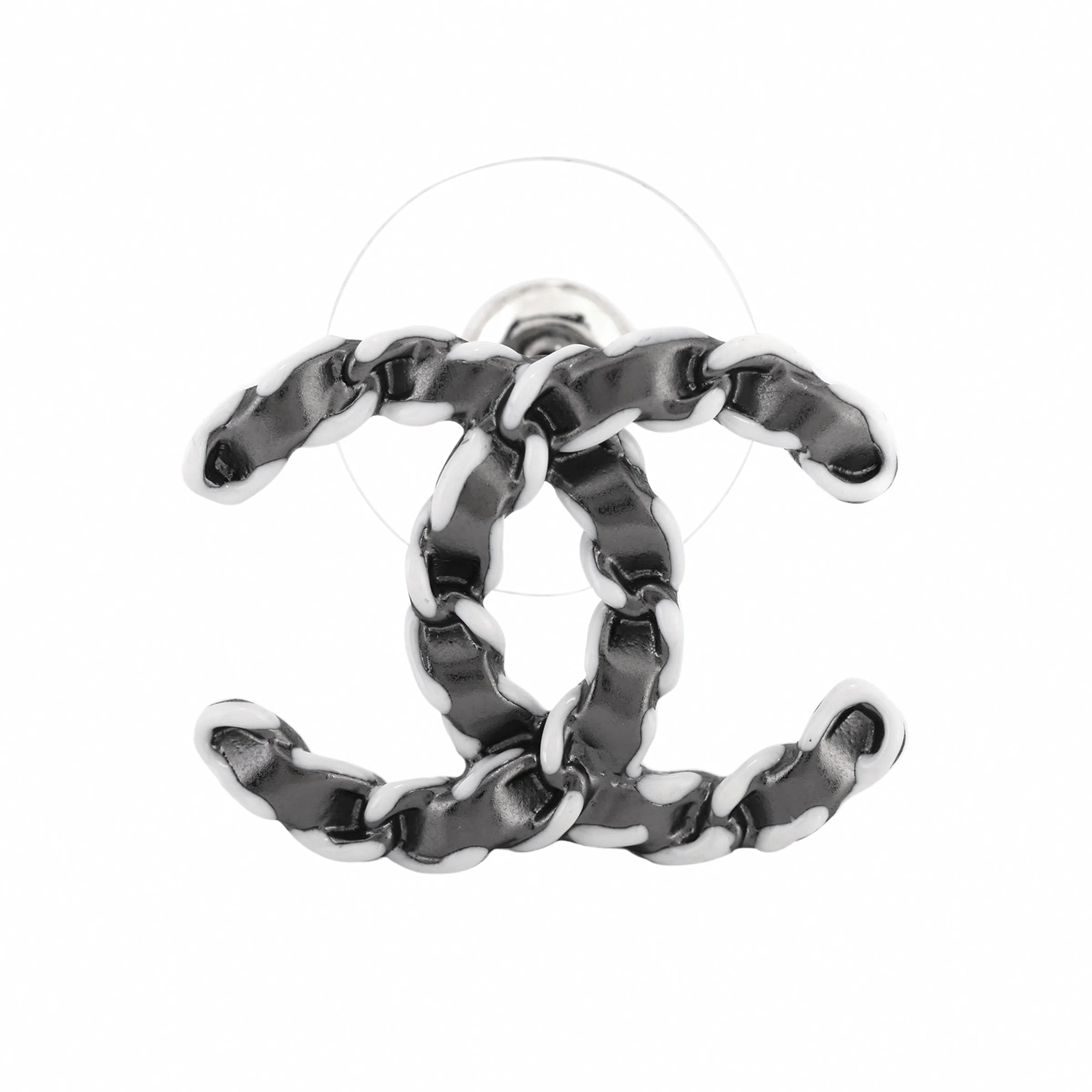 Chanel 22 Chain CC Logo Earrings White