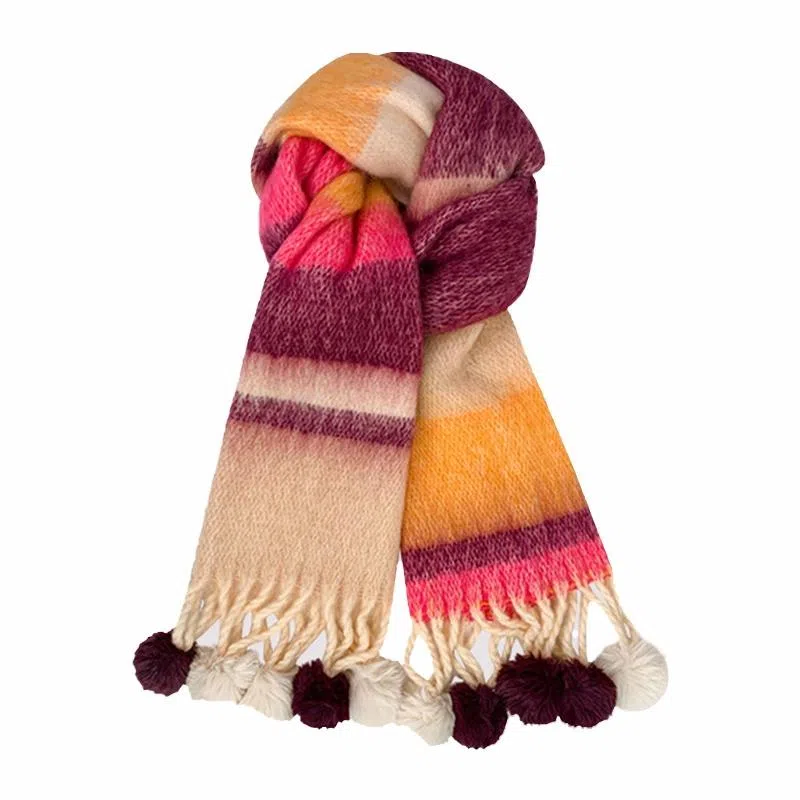 啄木鸟 多巴胺毛绒秋冬保暖大软糯流苏毛球甜美可爱 绒线围巾 男女同款情侣款