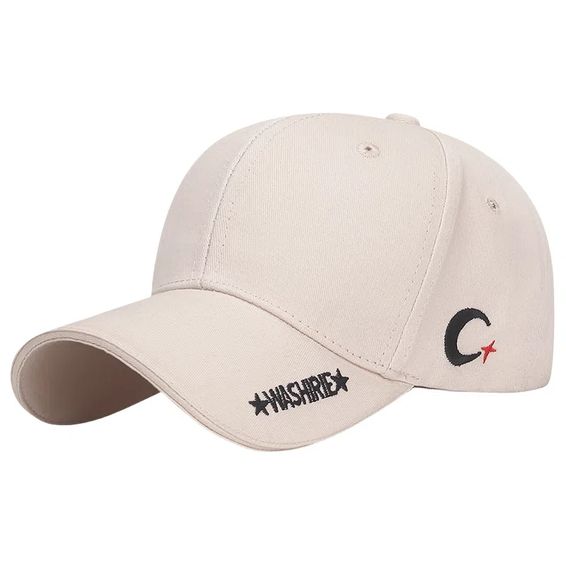 春夏季韩版刺绣月牙遮阳透气显脸小青年学生防晒百搭帽 优质纯棉帽 时尚鸭舌帽 男女同款情侣款