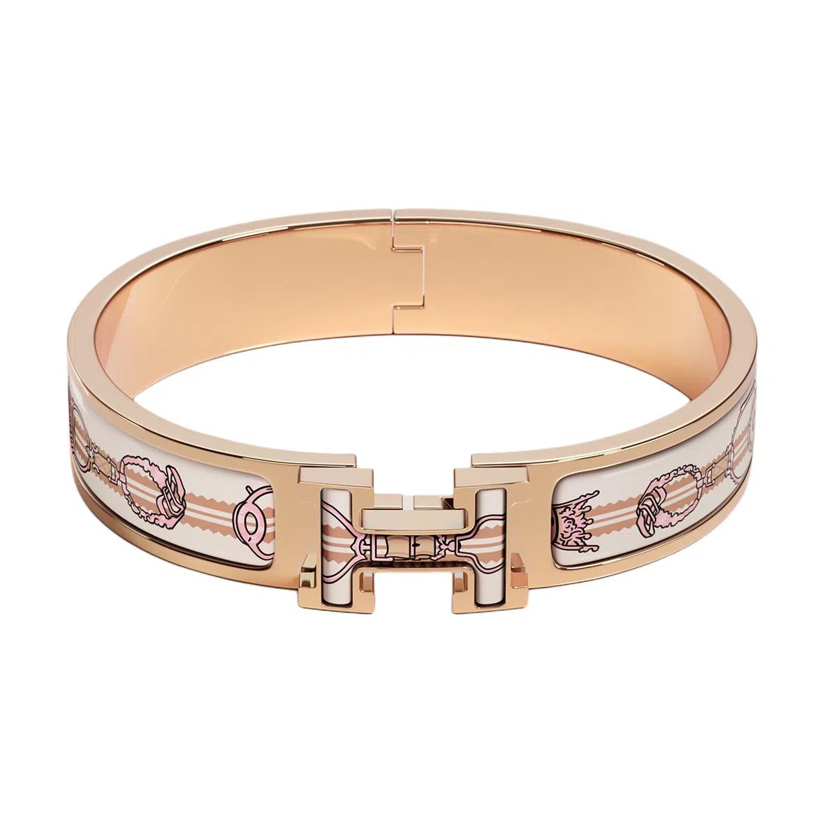 Hermes Enamel Rose Gold Bracelet
