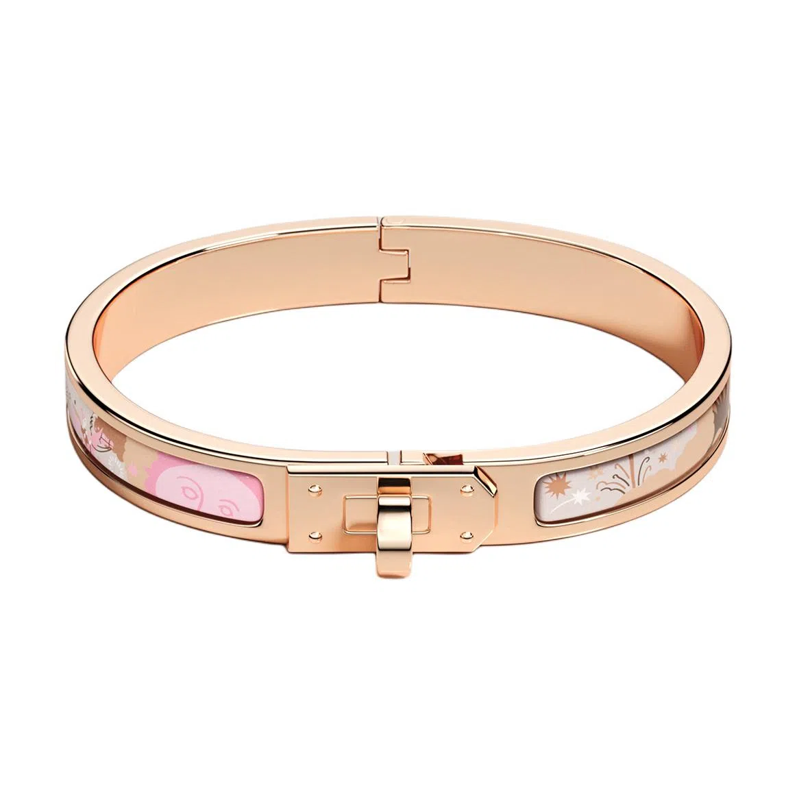 Hermes Enamel Rose Gold Bracelet