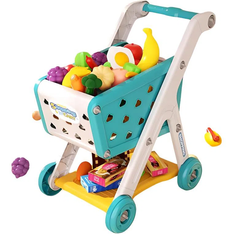 益米 购物车小手推车水果切切乐超市厨房 玩具