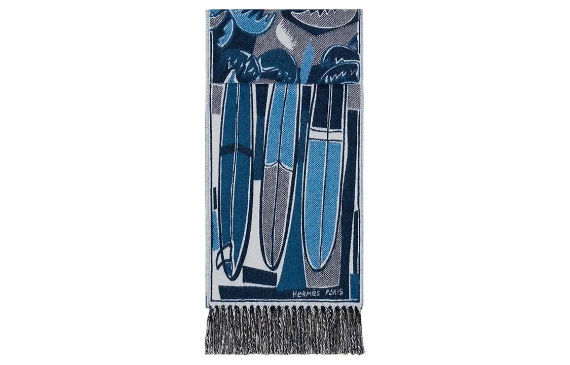Hermes Jacquard Woven Scarf Blue