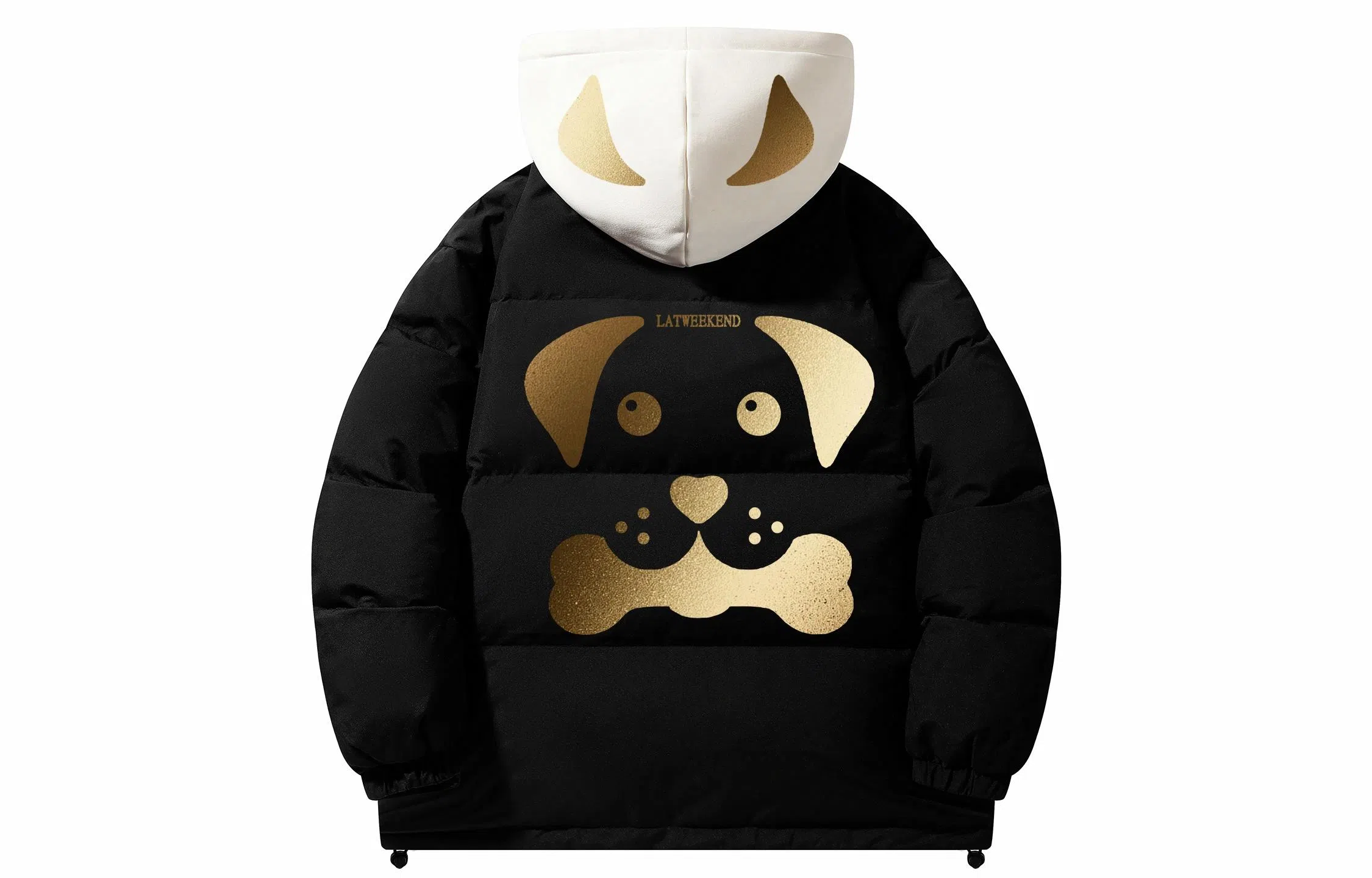 LA'T.WEEKEND Extreme Cold Outdoor Down Jacket Black Gold Logo