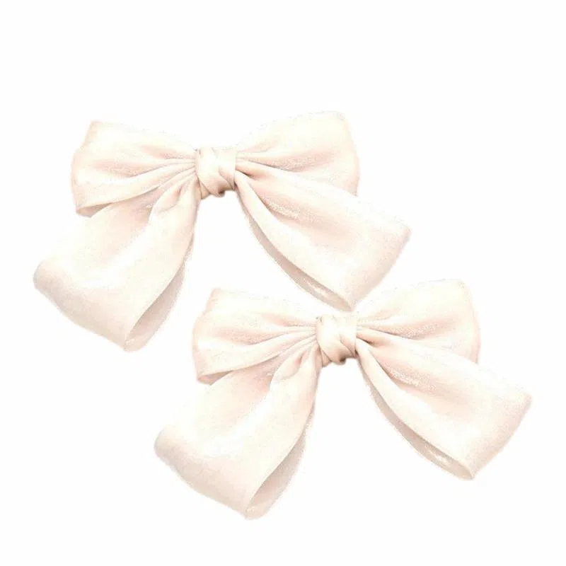 简应舒 纱蝴蝶结大纯色夹子后脑勺顶夹百搭发卡 欧根纱 发夹 女款