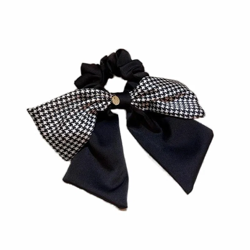 简应舒 复古格纹千格鸟蝴蝶结大肠飘带款 布 发圈 女款