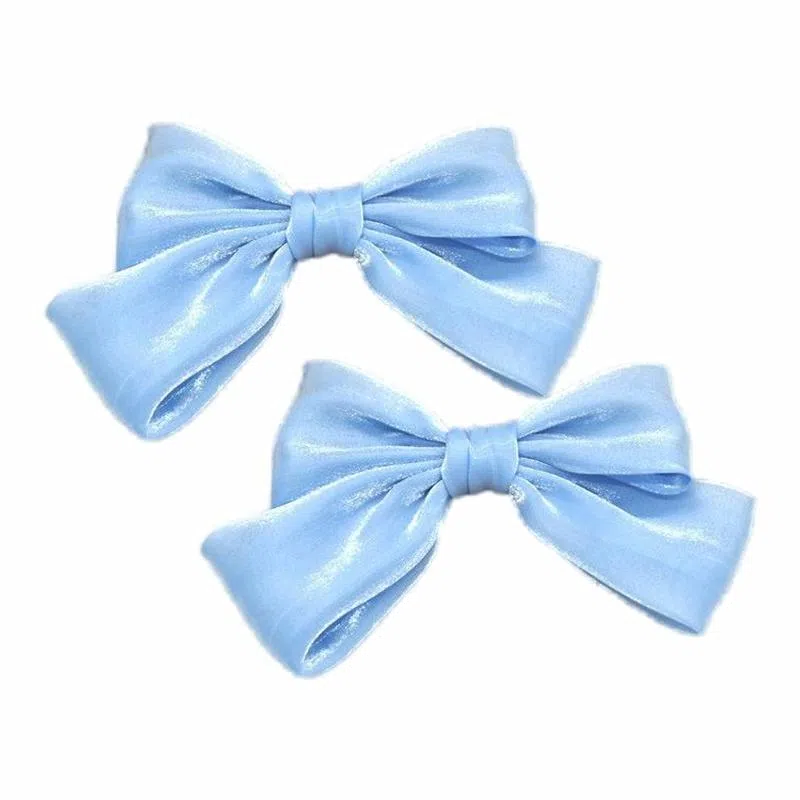 简应舒 纱蝴蝶结大纯色夹子后脑勺顶夹百搭发卡 欧根纱 发夹 女款