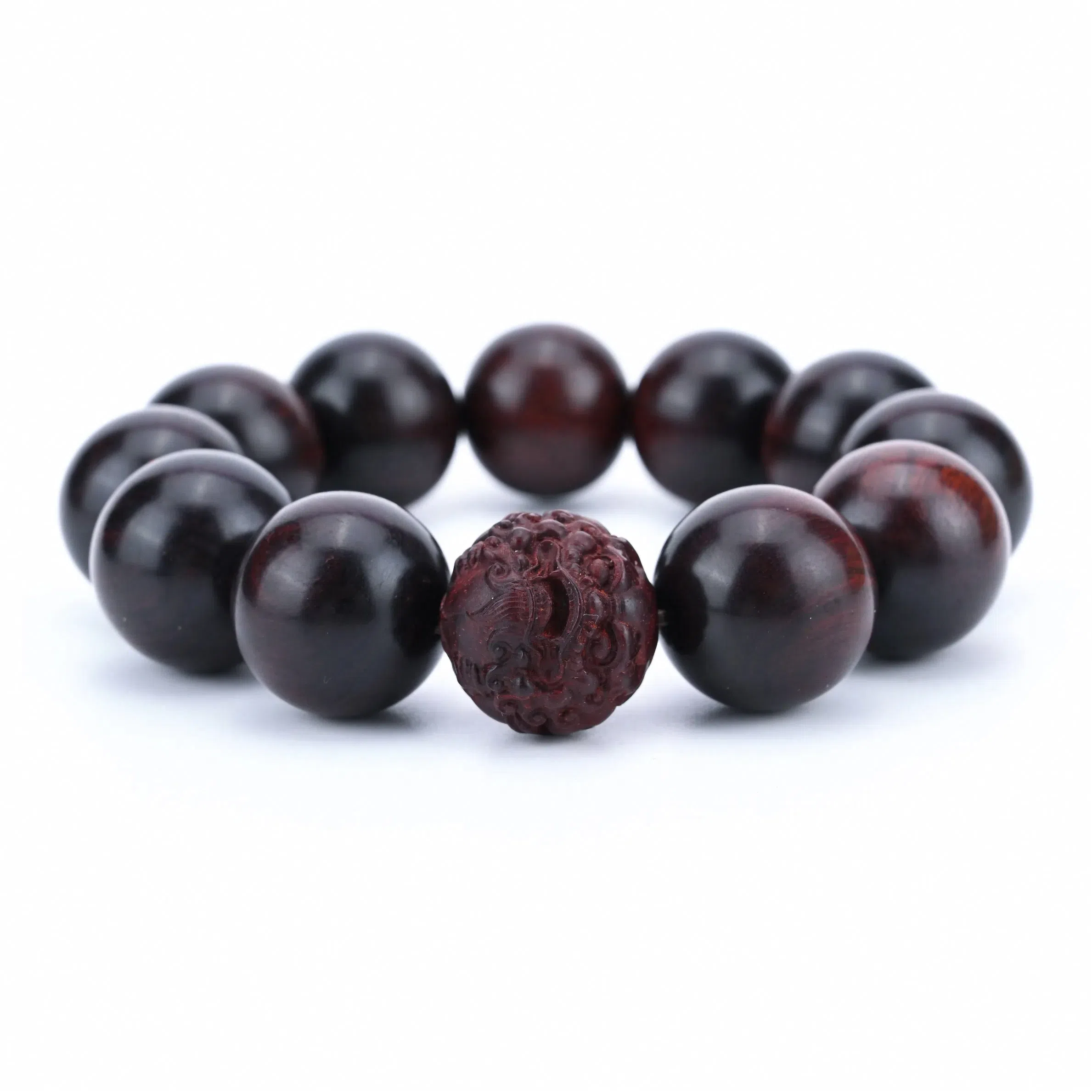 【臻品.文创】 日向晚 招财进宝 聚财纳福 新中式国潮文玩暴富转运珠 招财纳福貔貅小众设计手饰#好运 紫檀属 木作手串 男女同款情侣款