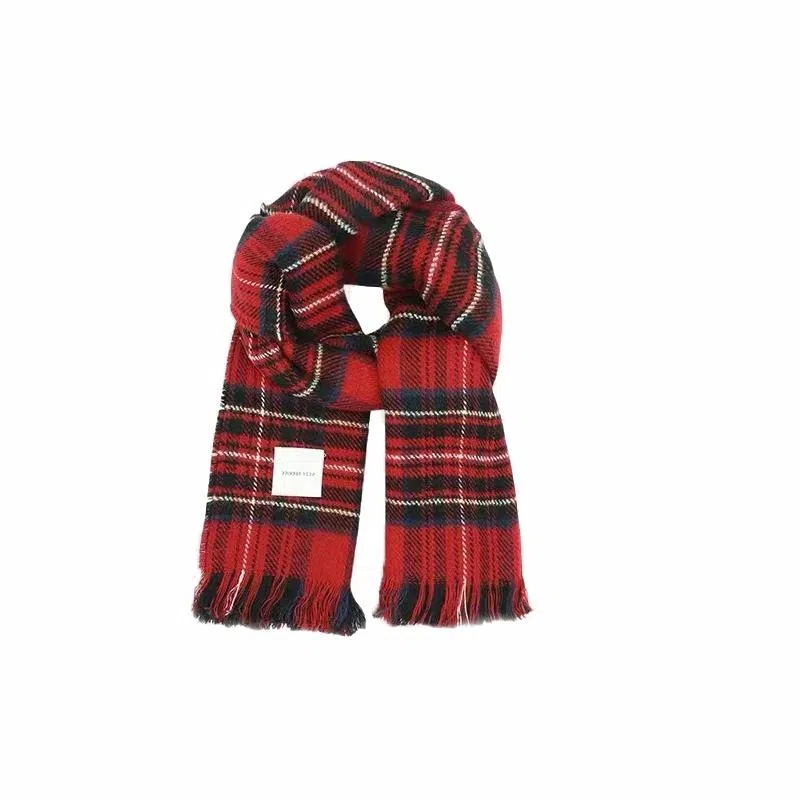 北极绒 格子爱心针织披肩秋冬新款韩版加厚保暖学生围脖 绒线围巾 男女同款情侣款