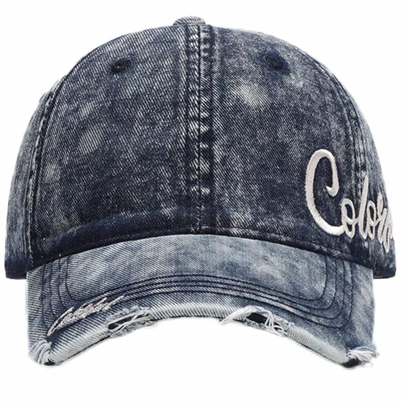 佩洛依 显脸小字母刺绣街头遮阳复古牛仔学生户外百搭透气软顶潮流 棉 鸭舌帽 男女同款情侣款