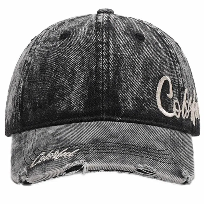 佩洛依 显脸小字母刺绣街头遮阳复古牛仔学生户外百搭透气软顶潮流 棉 鸭舌帽 男女同款情侣款