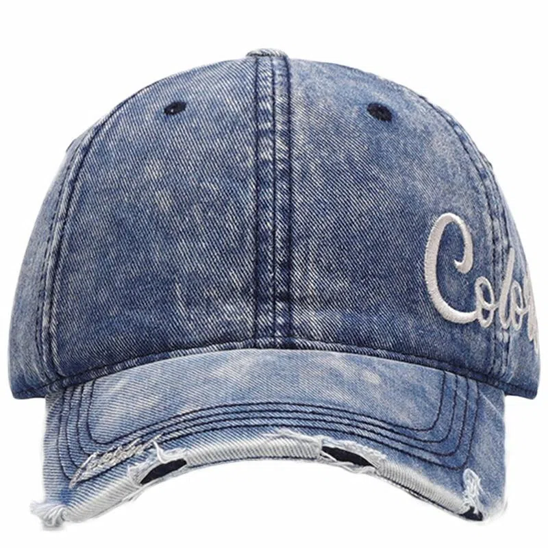 佩洛依 显脸小字母刺绣街头遮阳复古牛仔学生户外百搭透气软顶潮流 棉 鸭舌帽 男女同款情侣款